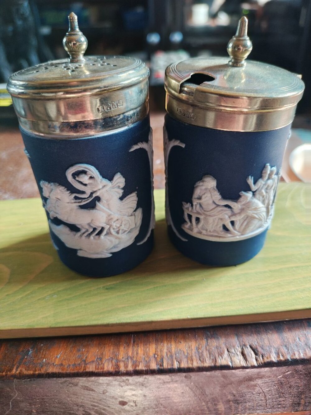 Wedgewood Cobalt Blue Jasperware Cruet set